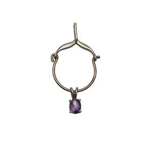 Sterling Silver Purple Amethyst Pendant Necklace Charm Vintage